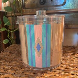 Colorful Retro Geometric Acrylic Ice Bucket MCM 1970’s